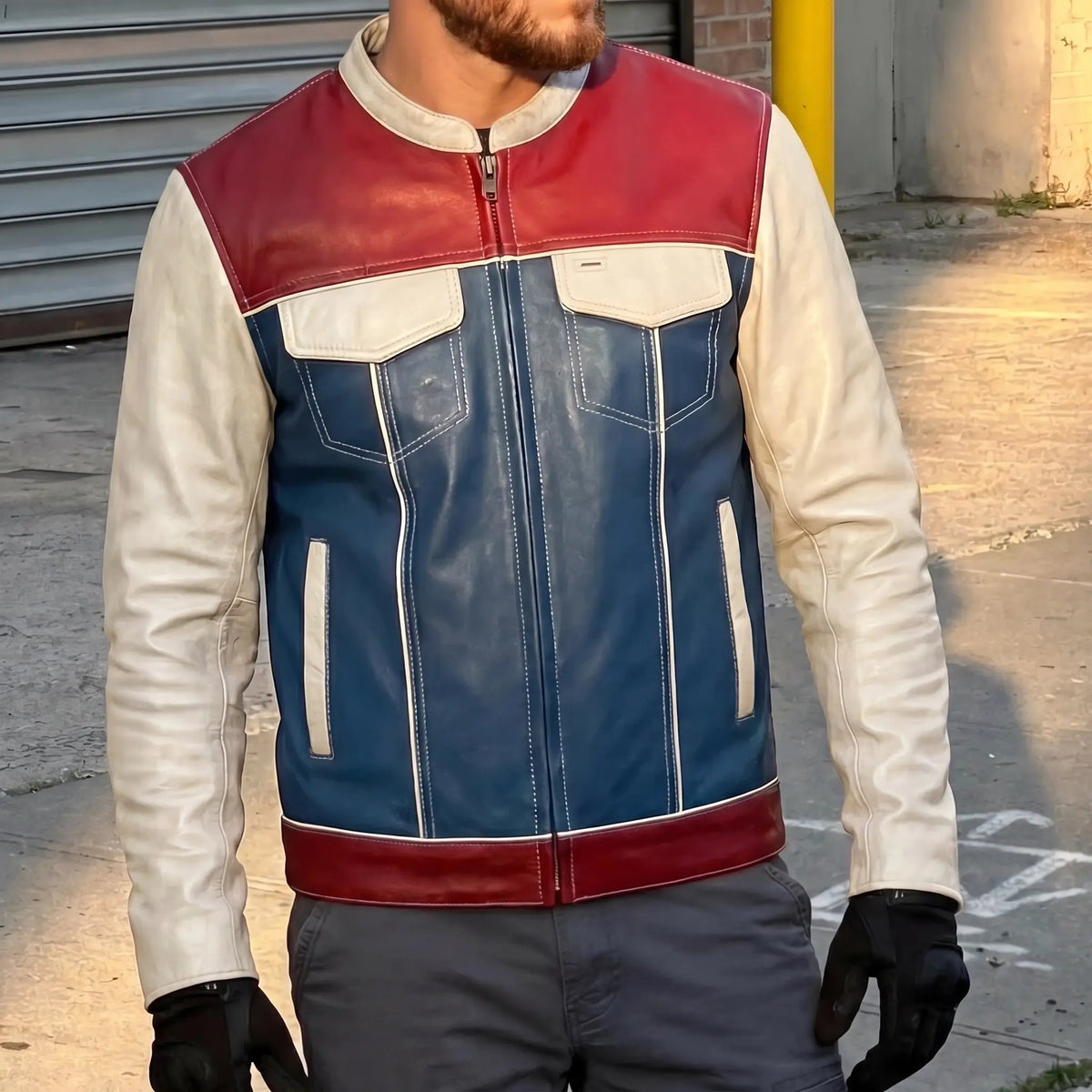 Independence Day MENS JACKET CENTER ZIPPER Custom Builder First Manufacturing Company