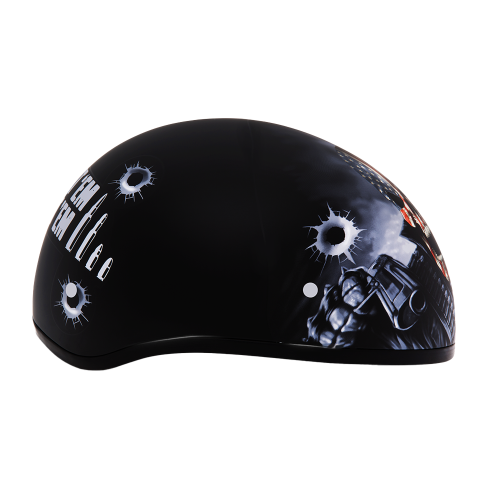 DOT Approved Daytona Motorcycle Half Face Helmet - Skull Cap Graphics for Men & Women, Scooters, ATVs, UTVs & Choppers - W/ Come Get 'Em DAYTONA SKULL CAP - GRAPHICS Daytona Helmets