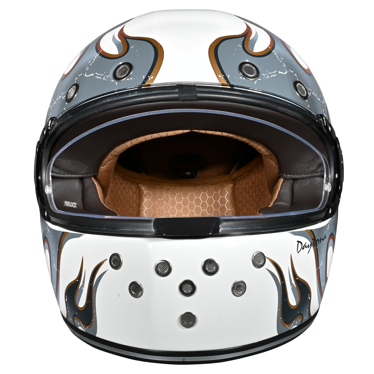 daytona custom motorcycle helmets DOT Retro Full Face Helmet: Vintage Style for Men Gifts-Her Valentino Rossi 20th Anniversary Premium Interior Leather Accents Size:10mm