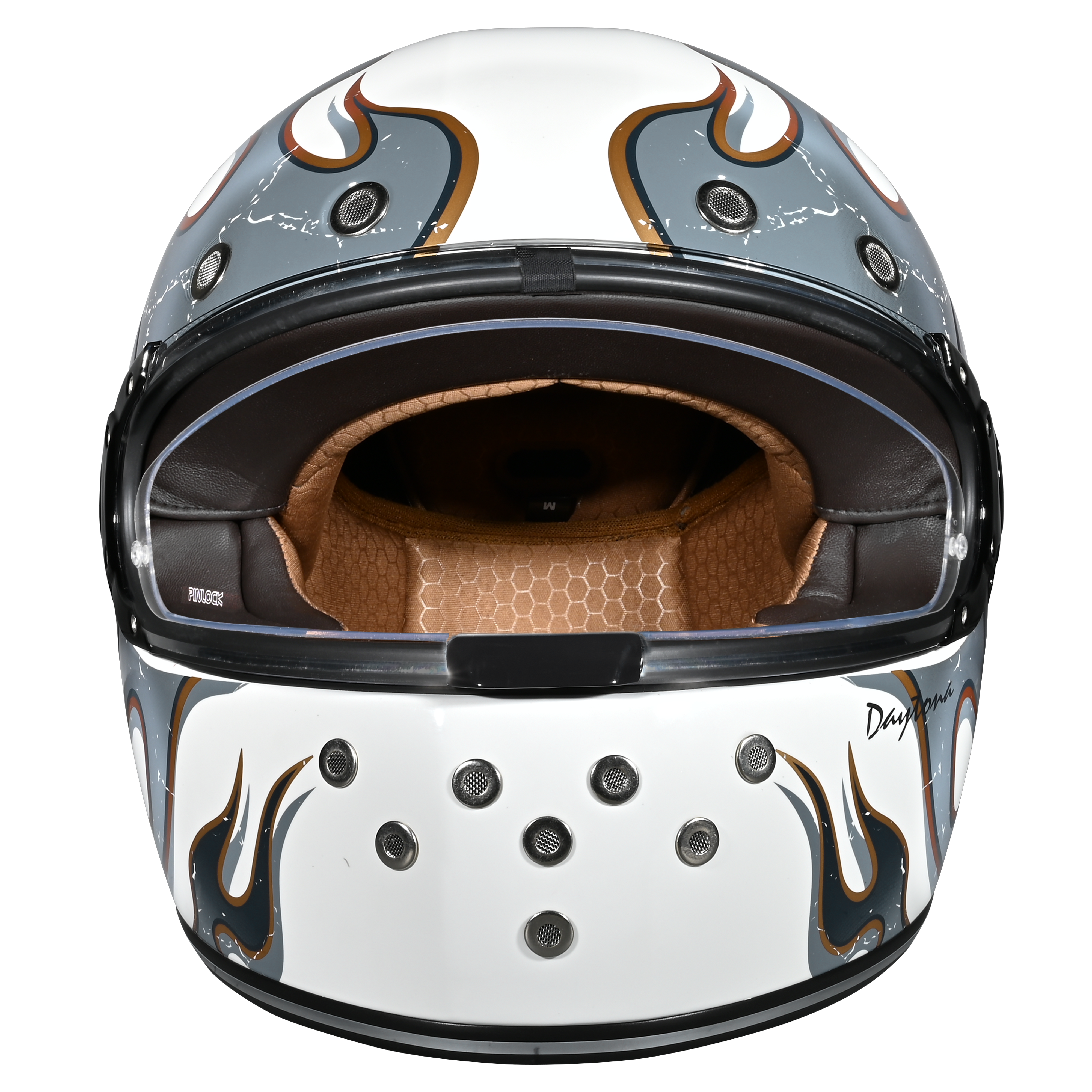 DOT Daytona Retro Full Face Motorcycle Helmet: Vintage Style for Men, Women, & Youth - W/ Flames RETRO Daytona Helmets