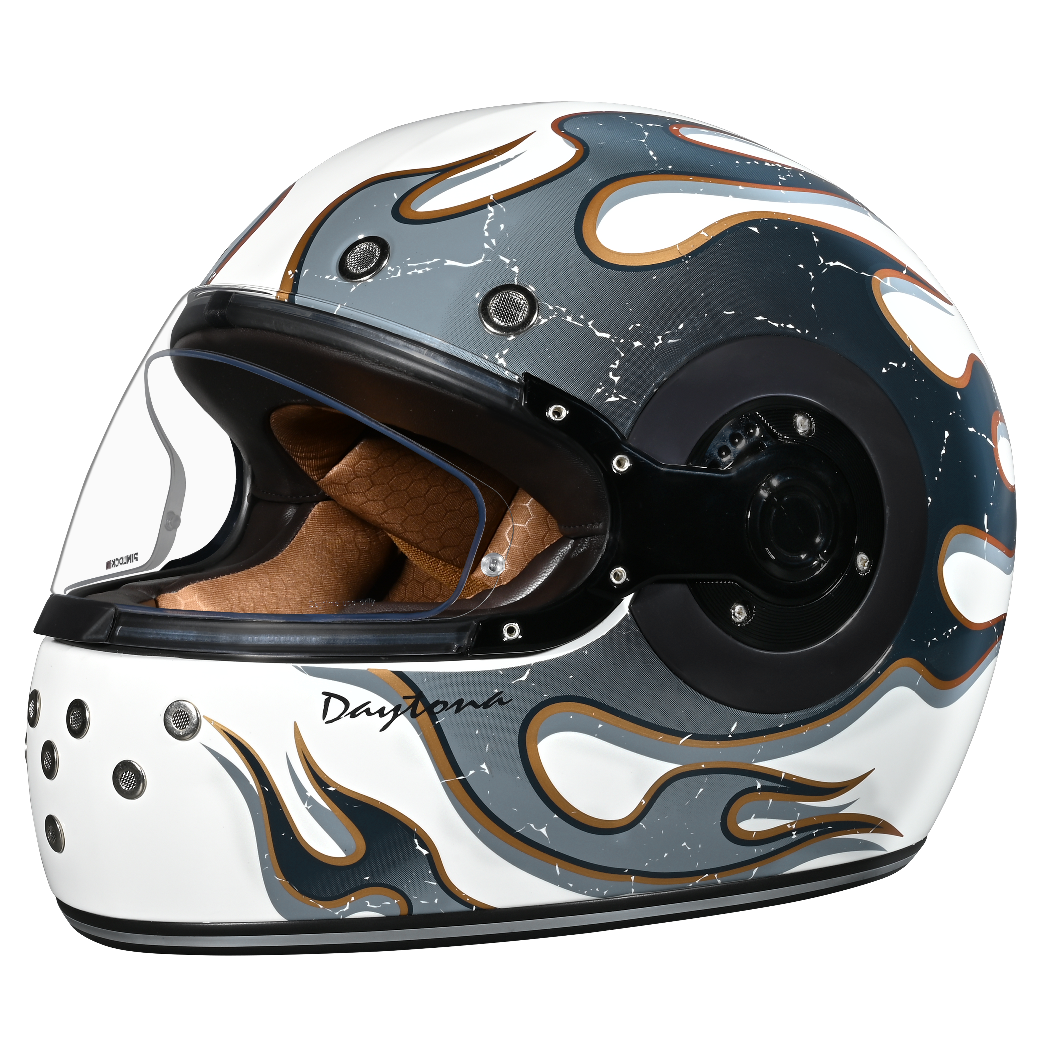 DOT Daytona Retro Full Face Motorcycle Helmet: Vintage Style for Men, Women, & Youth - W/ Flames RETRO Daytona Helmets