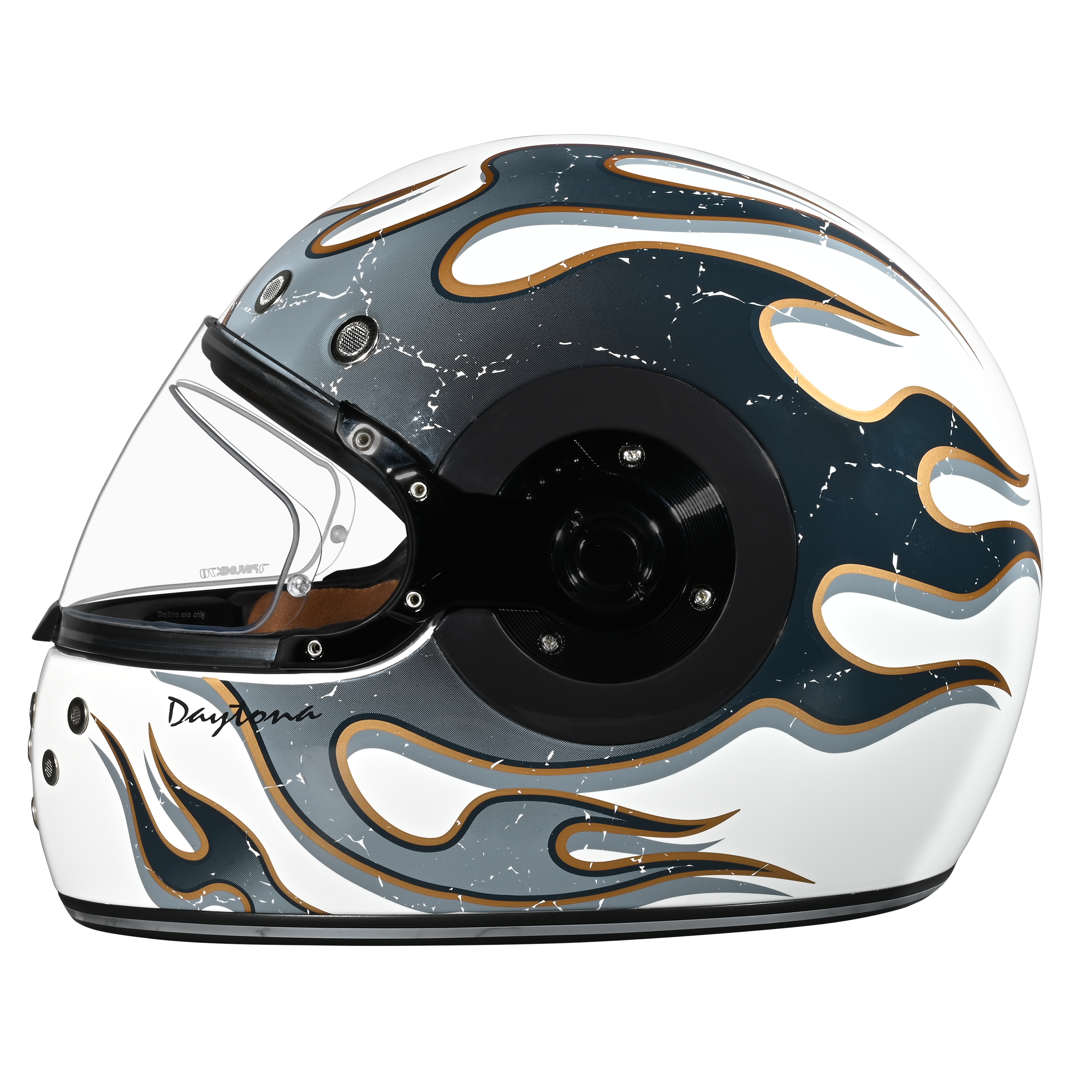DOT Daytona Retro Full Face Motorcycle Helmet: Vintage Style for Men, Women, & Youth - W/ Flames RETRO Daytona Helmets