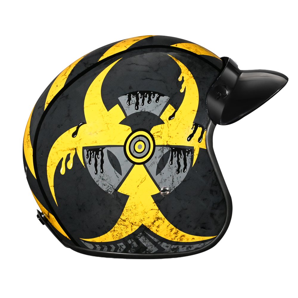 DOT Approved Daytona Cruiser Open Face Motorcycle Helmet - Men, Women & Youth - With Visor & Graphics - W/ Toxic CRUISER - GRAPHICS Daytona Helmets