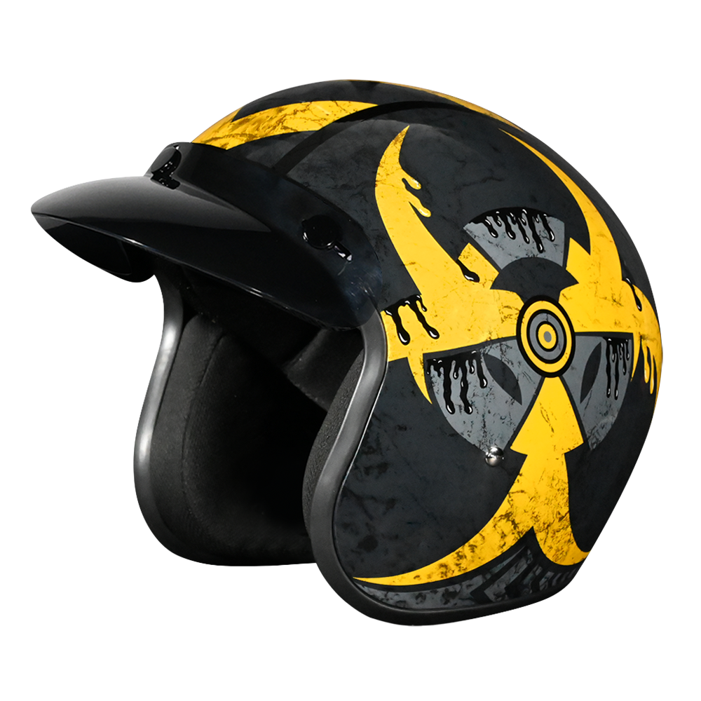 DOT Approved Daytona Cruiser Open Face Motorcycle Helmet - Men, Women & Youth - With Visor & Graphics - W/ Toxic CRUISER - GRAPHICS Daytona Helmets