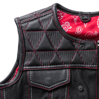 Delta Women's Club Style Motorcycle Leather/Denim Vest - Limited Edition Factory Customs First Manufacturing Company   