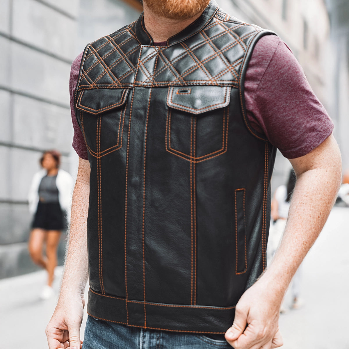 Downside Men's Motorcycle Leather Vest