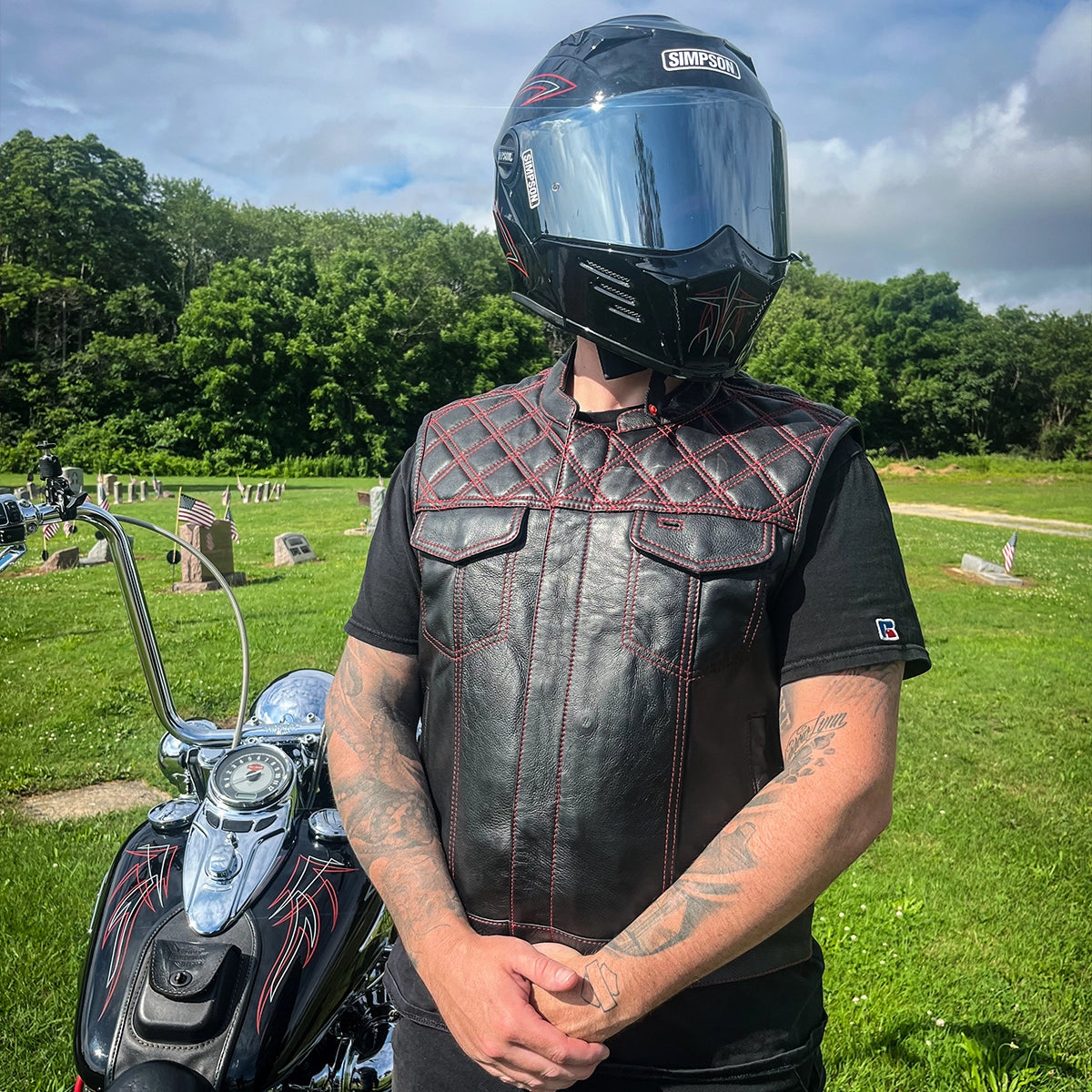 Downside Men's Motorcycle Leather Vest