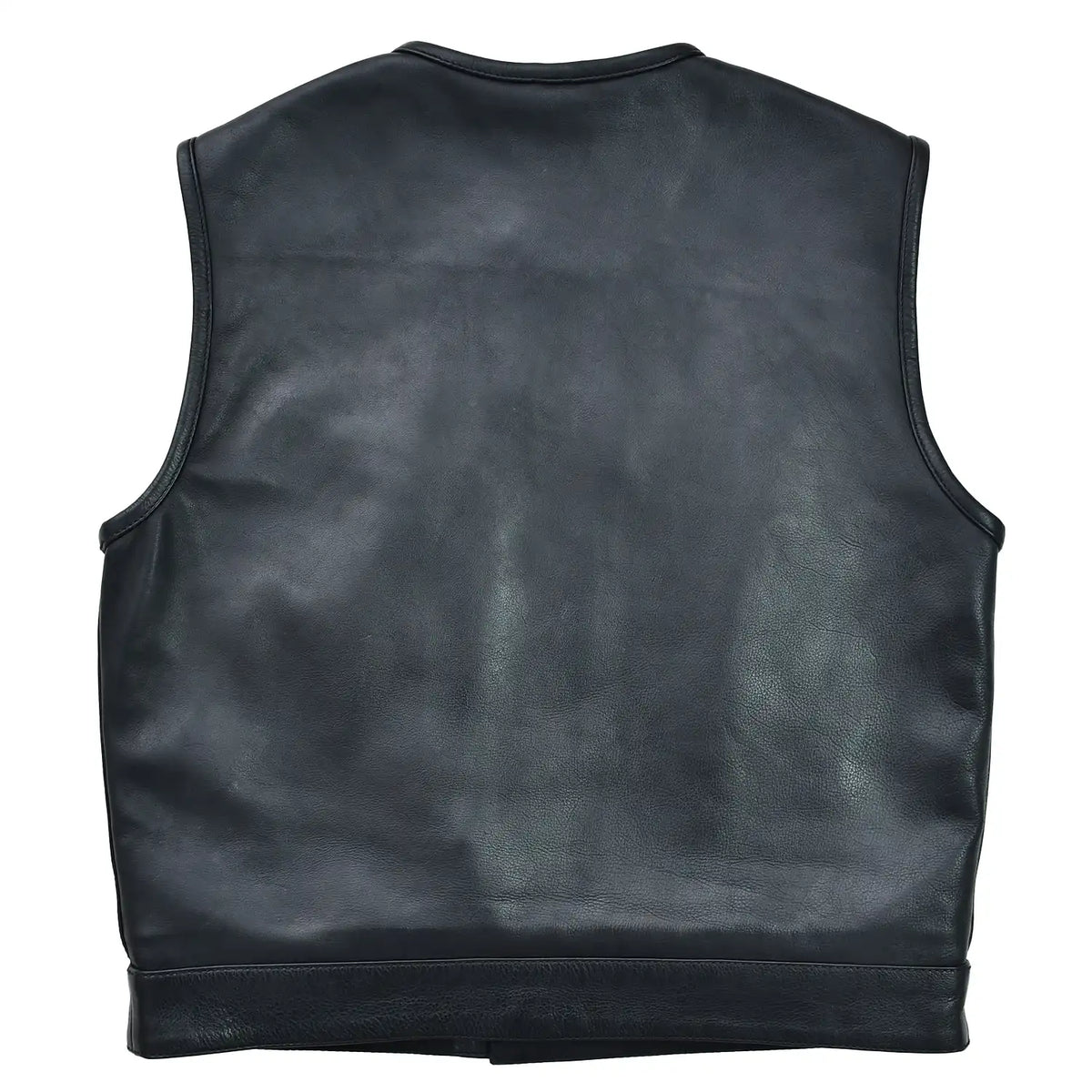 Roadhawk Platinum Black Leather Motorcycle Vest Men's Leather Vest Vests