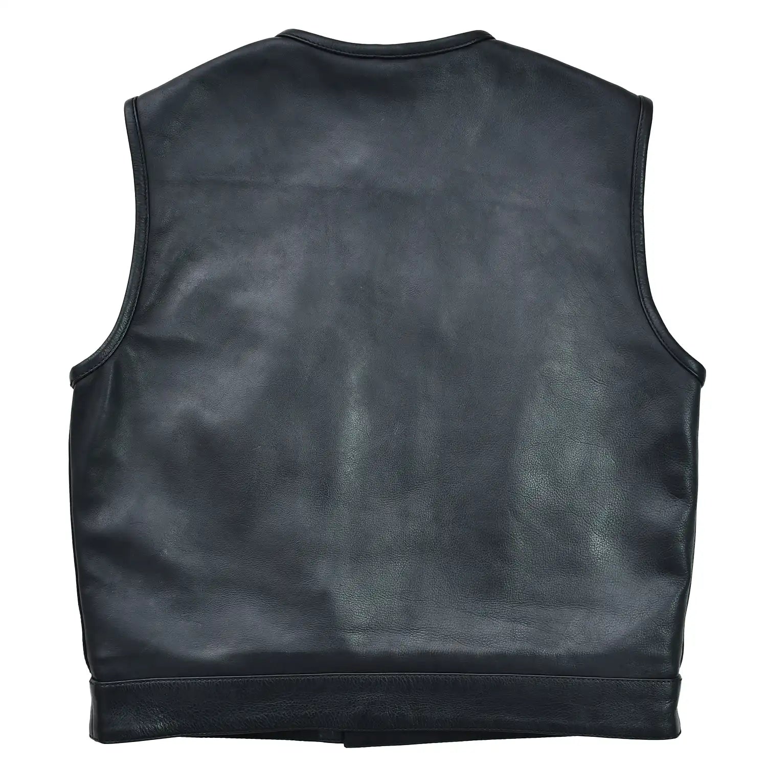 Roadhawk Platinum Black Leather Motorcycle Vest