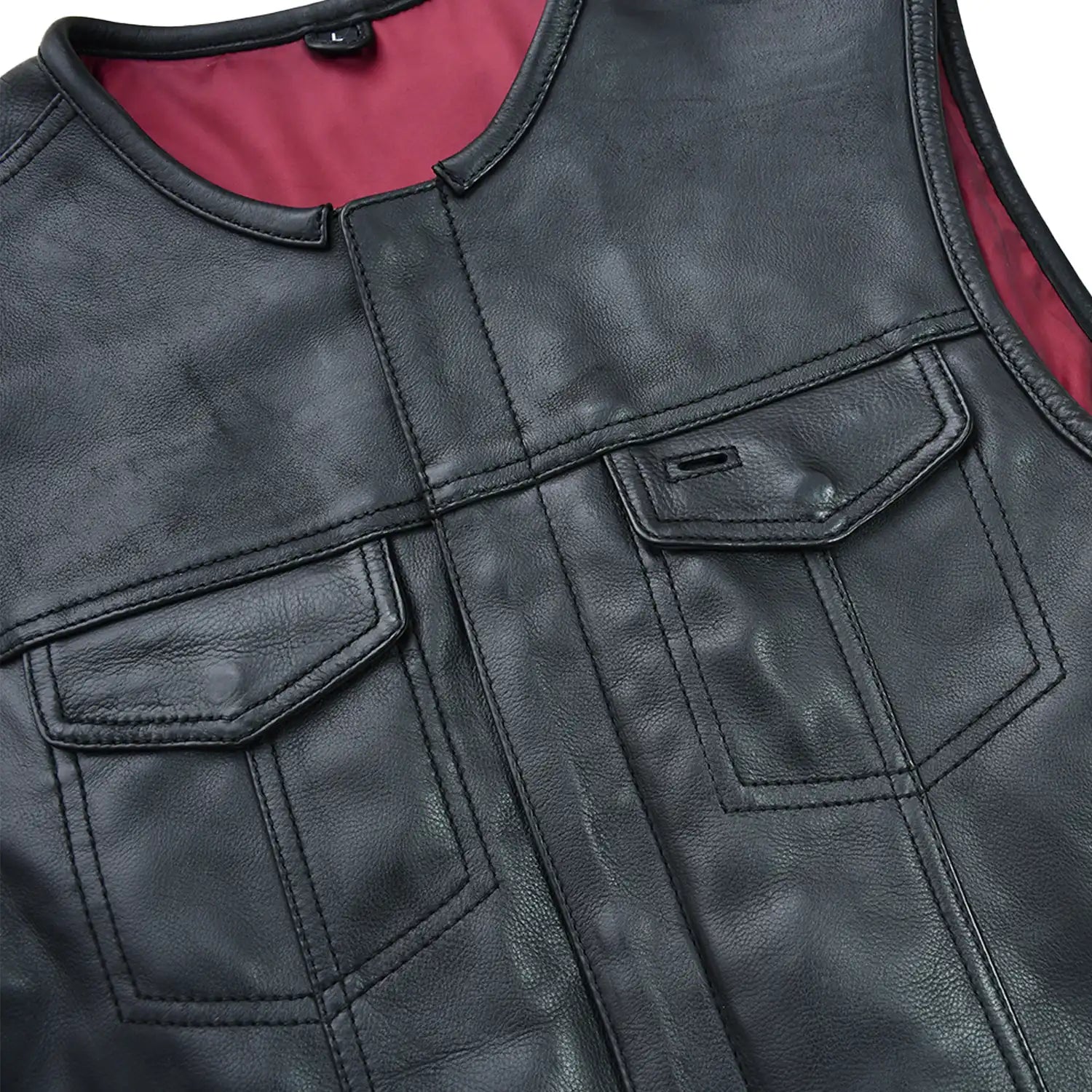 Roadhawk Platinum Black Leather Motorcycle Vest
