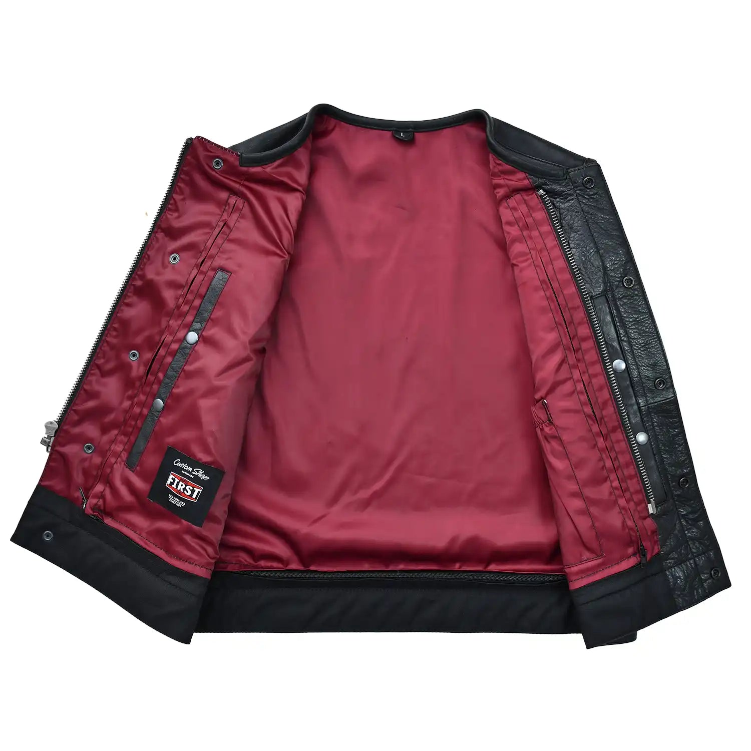 Roadhawk Platinum Black Leather Motorcycle Vest