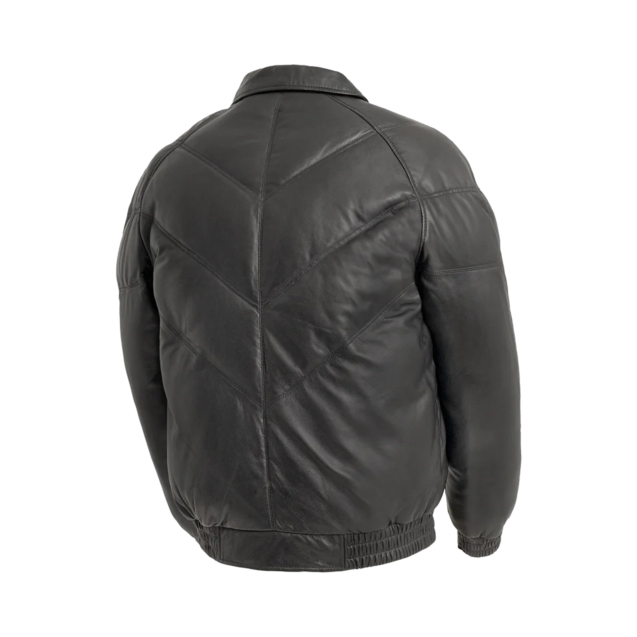 Ezra Men's Puffer Leather Jacket - First Manufacturing Co