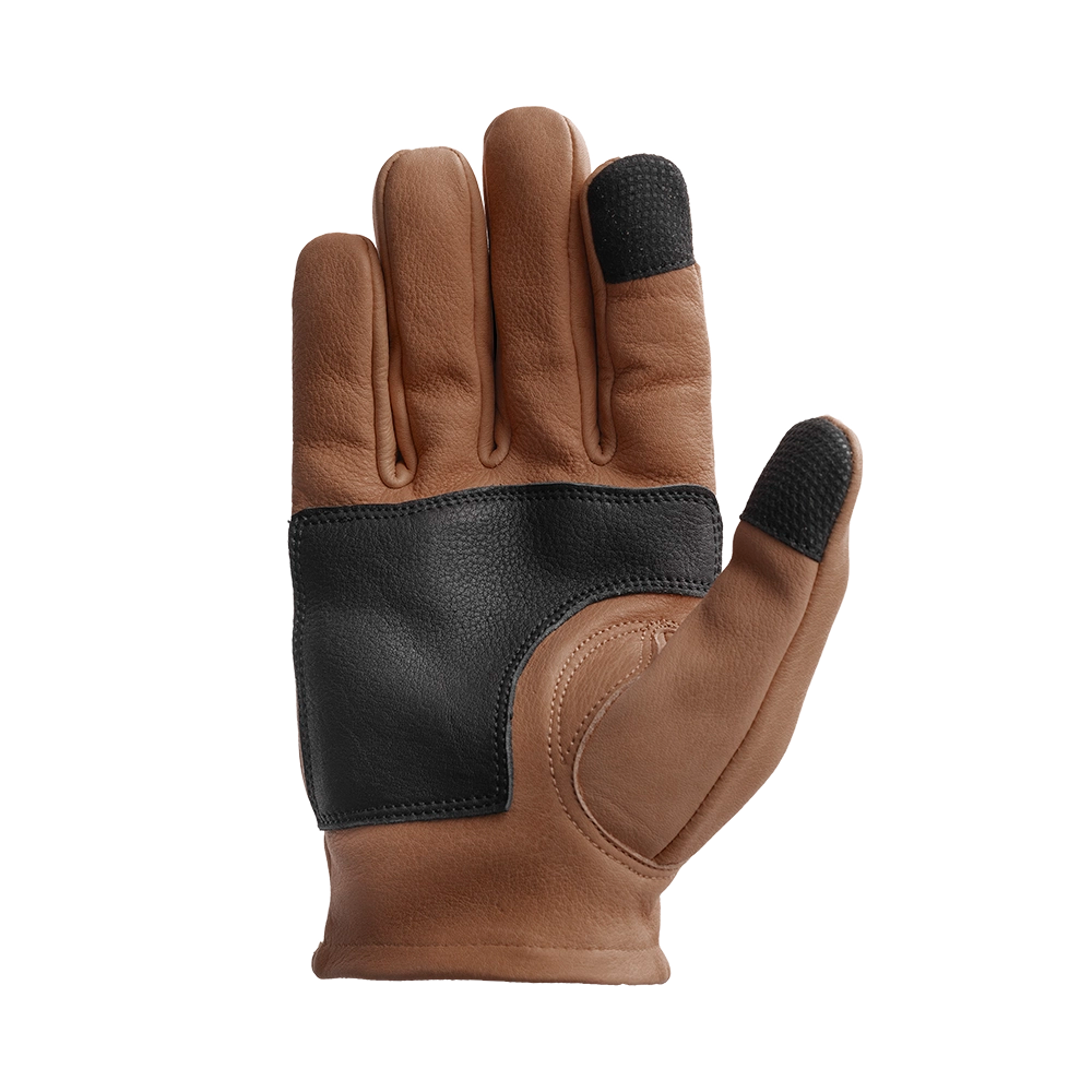 Roper DBL Palm Men's Motorcycle Leather Gloves Men's Gloves First Manufacturing Company Brown Black XS 