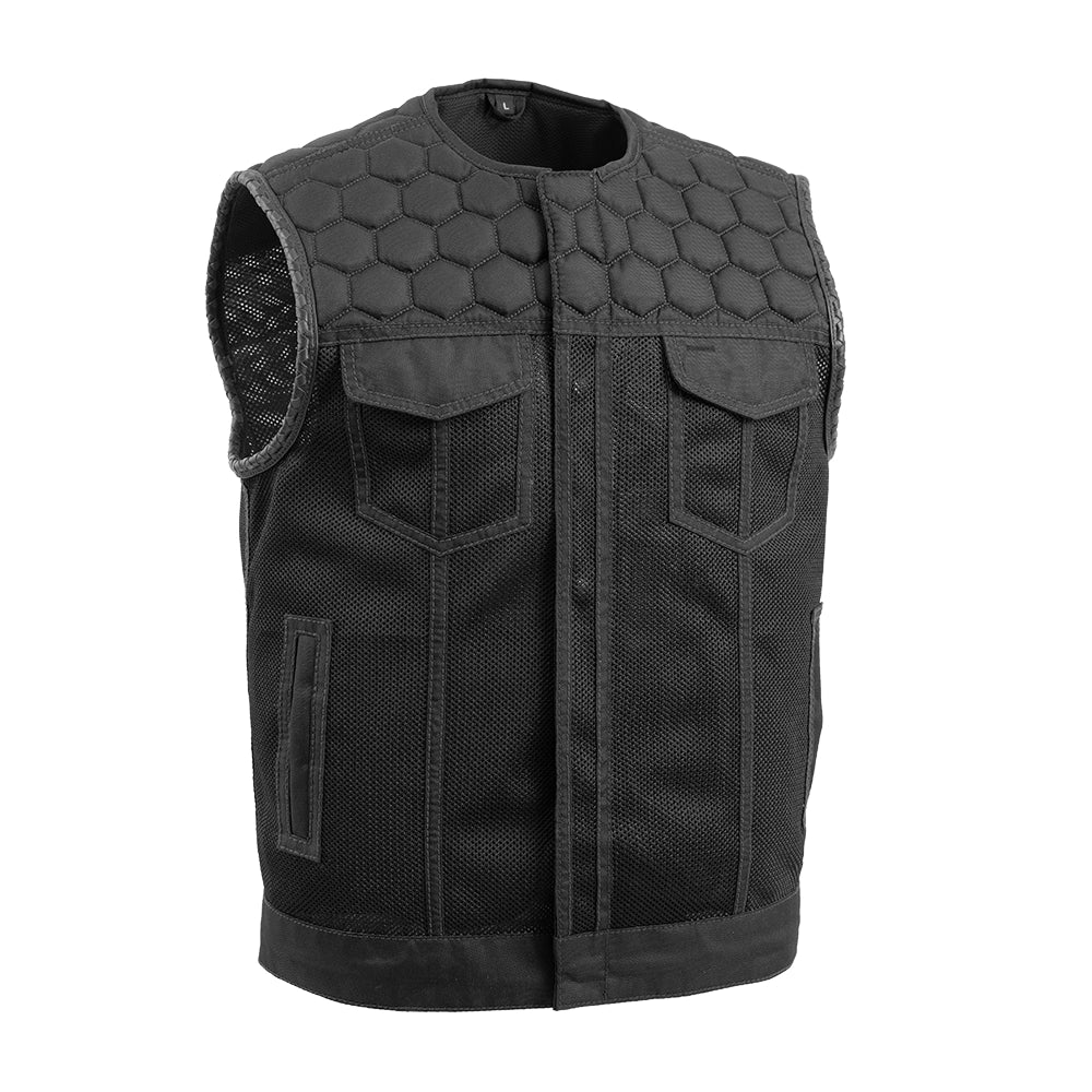 Hornet Moto Mesh Men's Club Style Vest Men's Leather Vest First Manufacturing Company Black S 