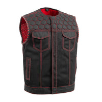 Hornet Moto Mesh Men's Club Style Vest Men's Leather Vest First Manufacturing Company Red S 