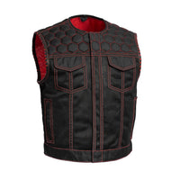 Lowside Hornet Moto Mesh Men's Club Style Vest Men's Moto Mesh Vests First Manufacturing Company Black Red S 