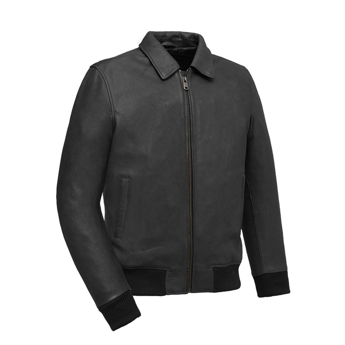 Moto Bomber - Men's Leather Jacket Men's Leather Jacket First Manufacturing Company Black S 