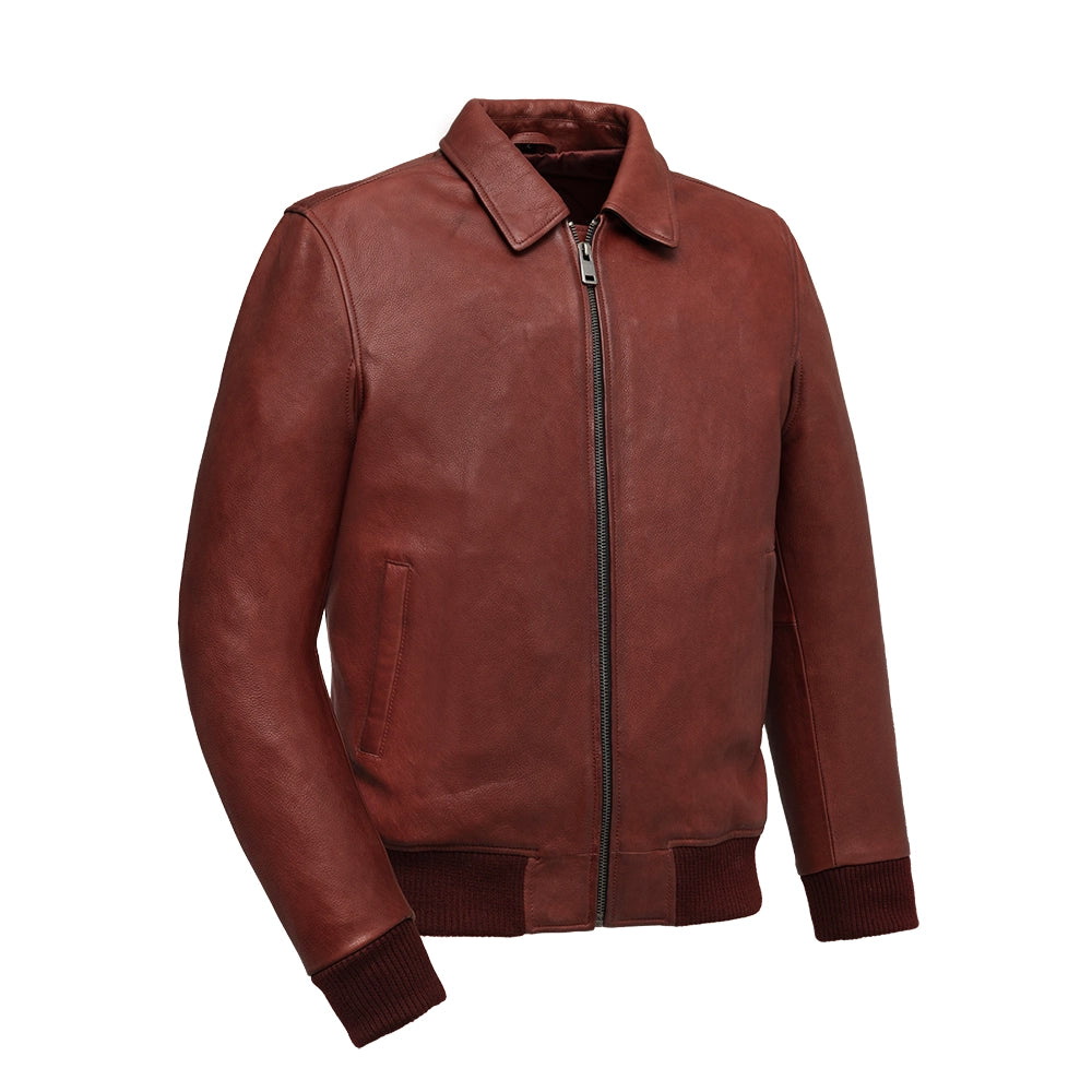 Moto Bomber - Men's Leather Jacket Men's Leather Jacket First Manufacturing Company Oxblood S 