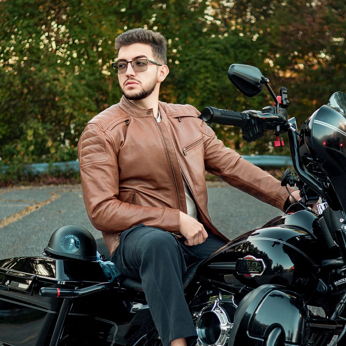 colorful jackey motorcycle helmet Crusader Men's Motorcycle Leather Jacket