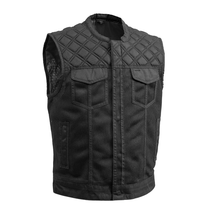 Downside Moto Mesh Men's Motorcycle Vest Men's Leather Vest First Manufacturing Company Black S 