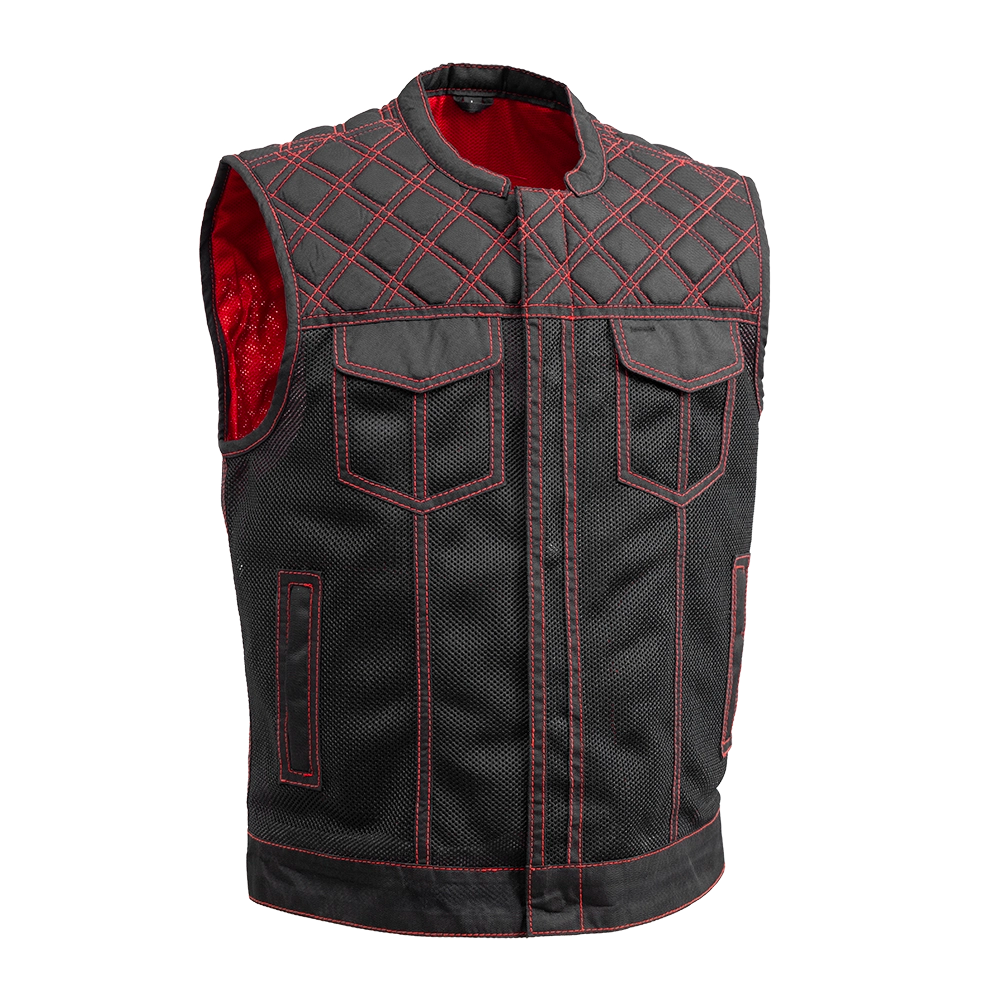 Downside Moto Mesh Men's Motorcycle Vest Men's Leather Vest First Manufacturing Company Red S 