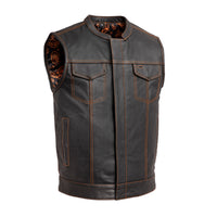 The Cut Men's Motorcycle Leather Vest, Multiple Color Options Men's Leather Vest First Manufacturing Company S Orange 