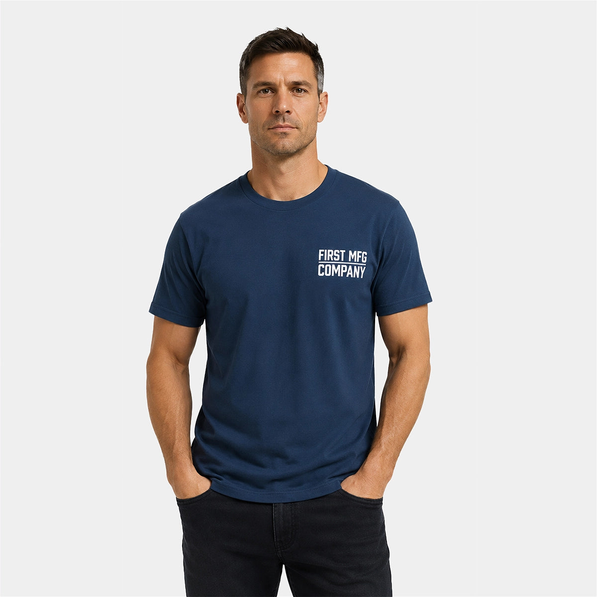 Men's American Flag Graphic Motorcycle T-Shirt Men's T-Shirt First Manufacturing Company