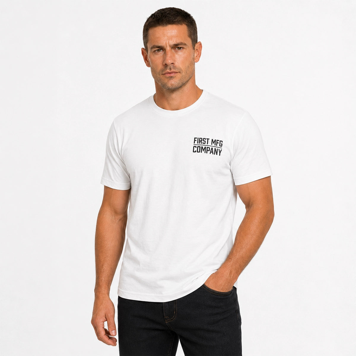 Men's American Flag Graphic Motorcycle T-Shirt Men's T-Shirt First Manufacturing Company