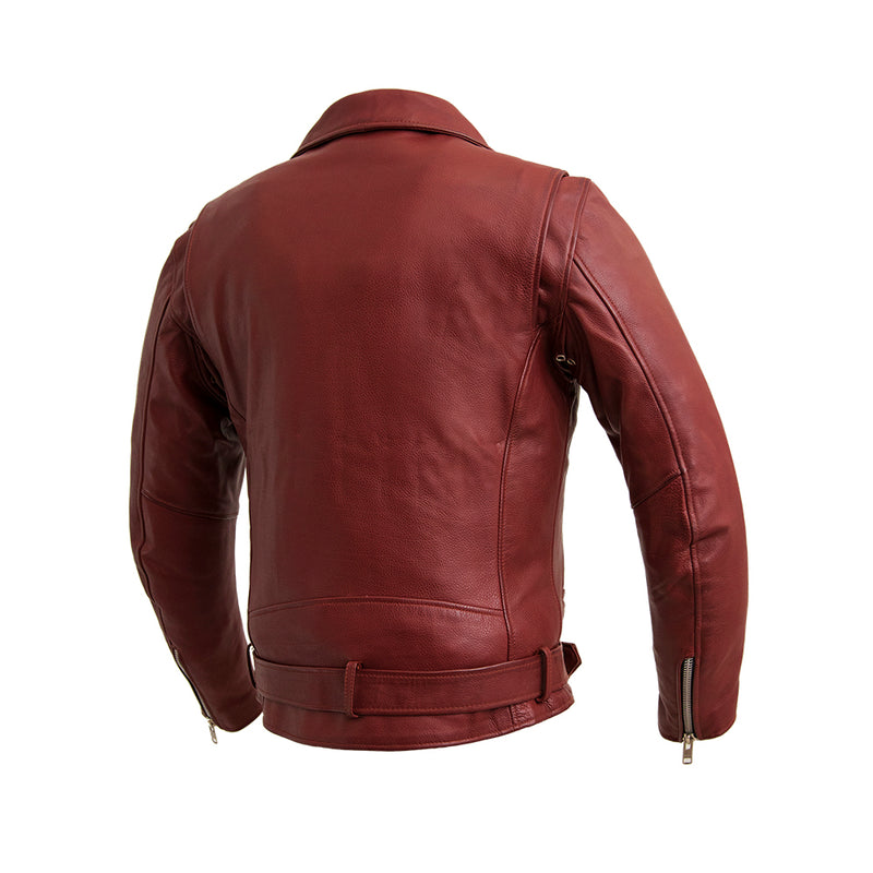 Fillmore Men's Motorcycle Leather Jacket - Oxblood Men's Leather Jacket First Manufacturing Company   