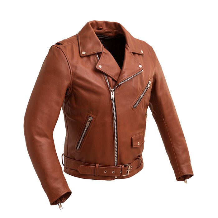 Fillmore Men's Motorcycle Leather Jacket - Whiskey Men's Leather Jacket First Manufacturing Company XS Whiskey 