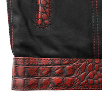 Fireball - Men's Leather/ Denim Motorcycle Vest - Limited Edition Factory Customs First Manufacturing Company   