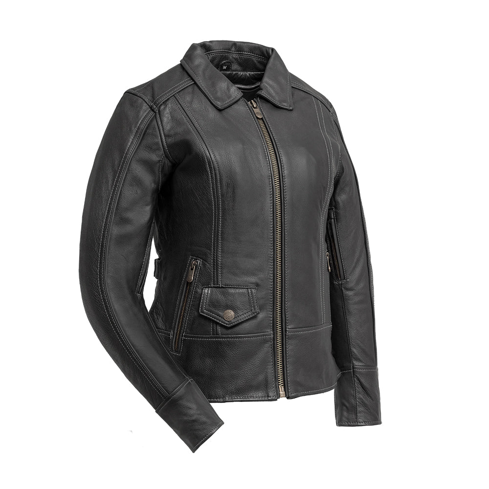 Free Spirit - Women's Motorcycle Leather Jacket Women's Leather Jacket First Manufacturing Company XS Black 