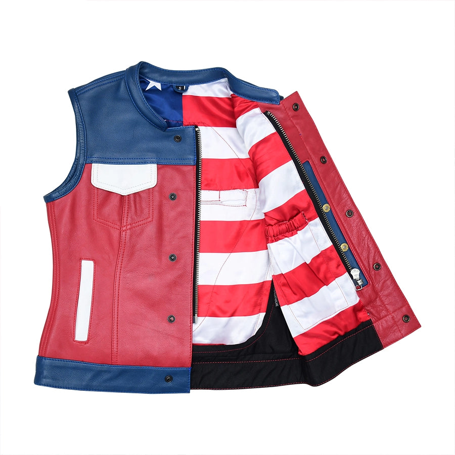 Freedom Belle Women's Motorcycle Leather Vest Women's Leather Vest First Manufacturing Company