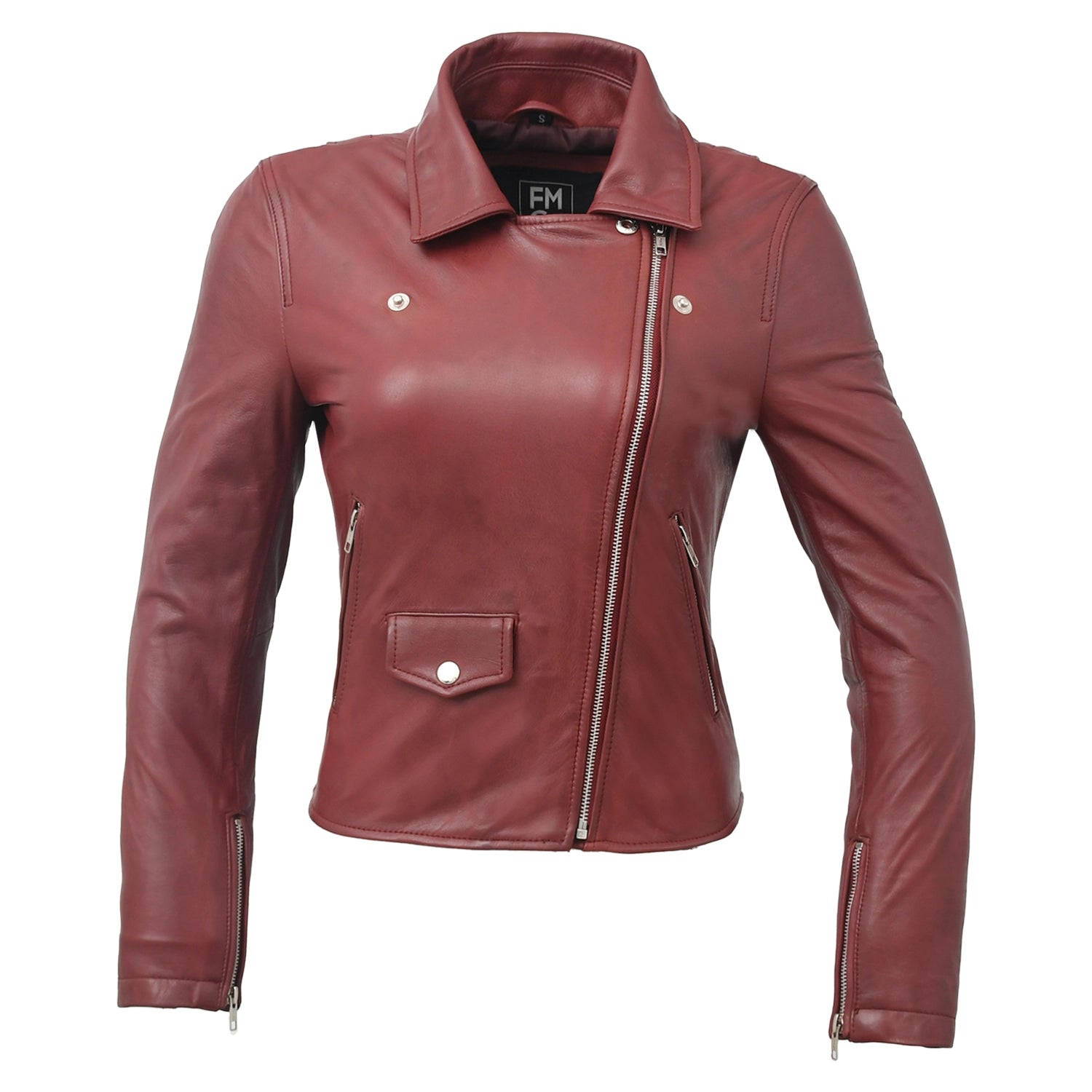 Lennox  Moto Style Leather Jacket Women's Fashion Leather Jacket FMCo   