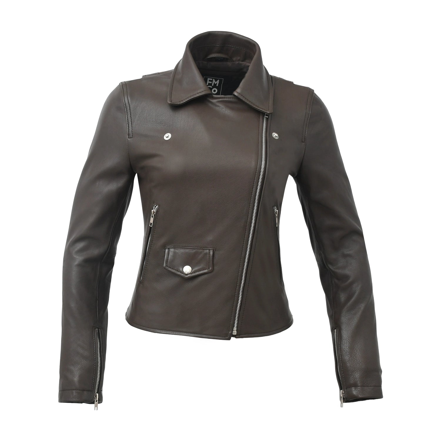 Lennox  Moto Style Leather Jacket Women's Fashion Leather Jacket FMCo   