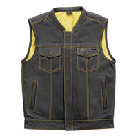 Gadsden - Men's Leather Motorcycle Vest - Limited Edition Factory Customs First Manufacturing Company S  