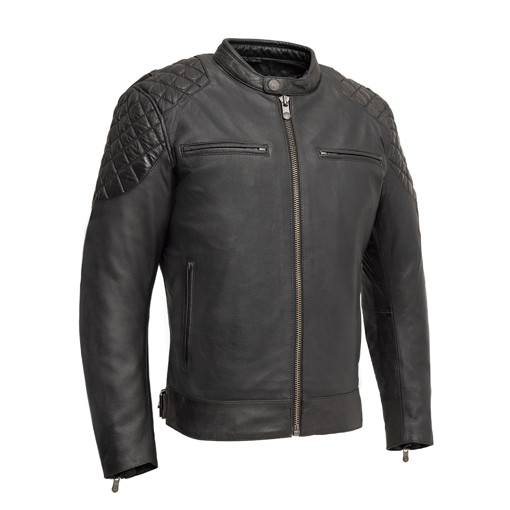 Grand Prix - Men's Leather Motorcycle Jacket Men's Leather Jacket First Manufacturing Company S Black 