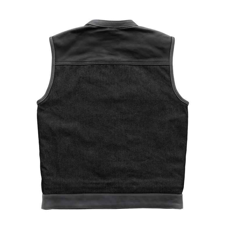 Guardian - Men's Club Style Leather/Denim Vest  - Limited Edition Factory Customs First Manufacturing Company   