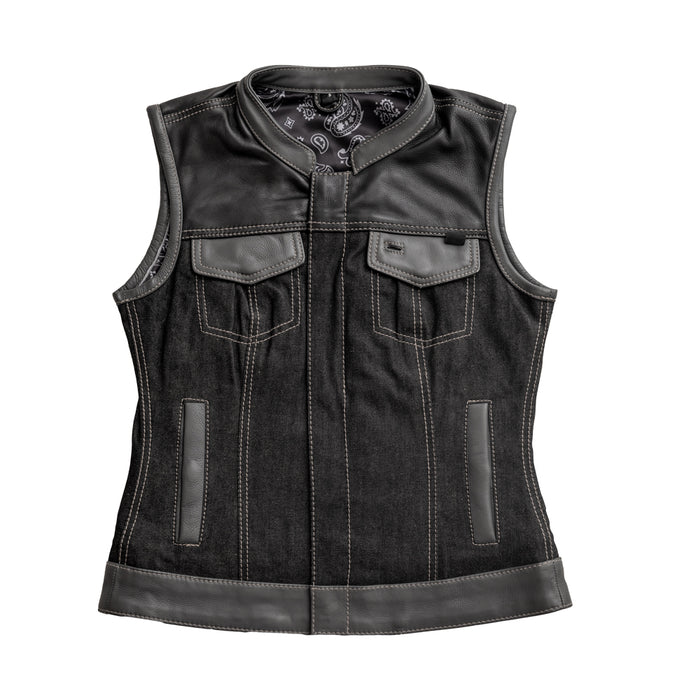 Guardian Women's Club Style Leather/Denim Vest - Limited Edition Factory Customs First Manufacturing Company XS  