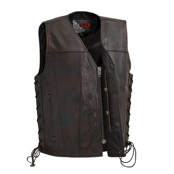 High Roller Men's Motorcycle Leather Vest Men's Leather Vest First Manufacturing Company   