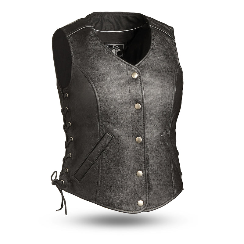 Honey Badger Women's Motorcycle Leather Vest Women's Leather Vest First Manufacturing Company XS Standard 