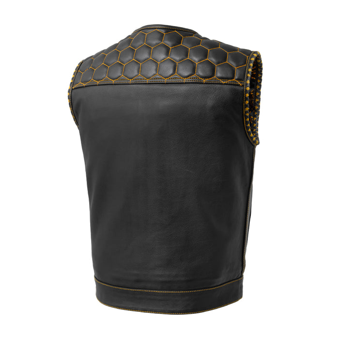 First Manufacturing Kent Men's Black Leather Vest With Hoodie - Konquer  Motorcycles