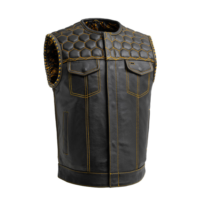 First Manufacturing Rampage Men's Black Leather Vest - Konquer Motorcycles