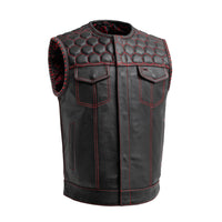 Hornet Men's Club Style Leather Vest - Red Men's Leather Vest First Manufacturing Company XS  