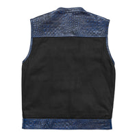 Horntail  - Men's Leather/Denim Motorcycle Vest Factory Customs First Manufacturing Company   