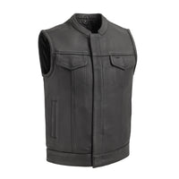 Hotshot Men's Motorcycle Leather Vest Men's Leather Vest First Manufacturing Company S Black 