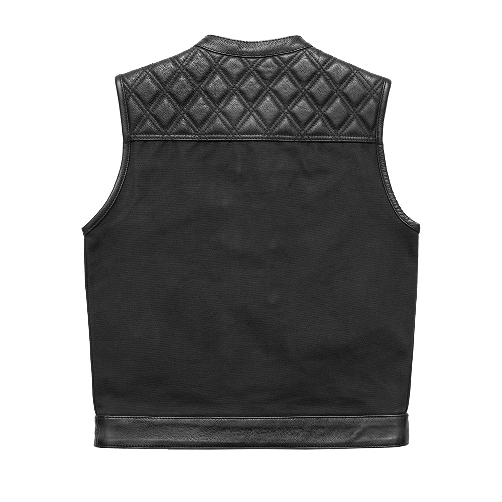 Hunt Club Motorcycle Leather Canvas Vest Black Men's Canvas Vests First Manufacturing Company   