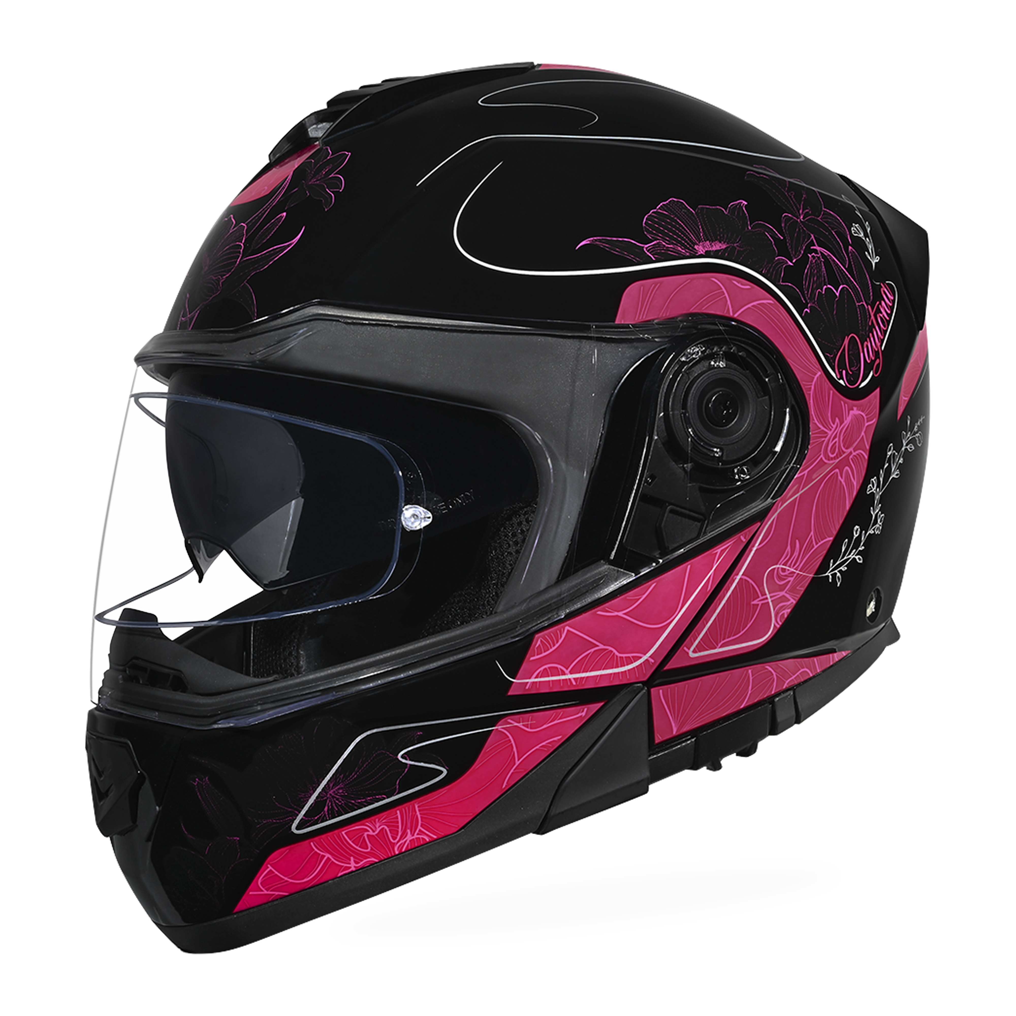 Daytona Glide Modular Motorcycle Helmet - DOT Approved, Bluetooth Ready, Dual Visor, Men/Women/Youth - W/ Flowers GLIDE - GRAPHICS Daytona Helmets