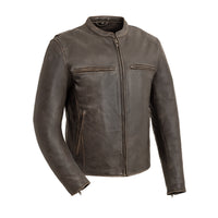 Indy Men's Motorcycle Leather Jacket - Antique Brown Men's Leather Jacket First Manufacturing Company S Brown 
