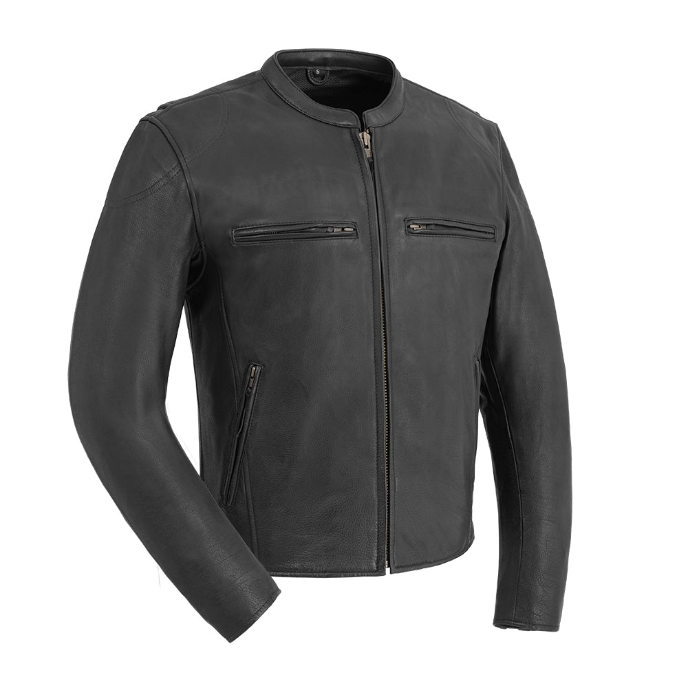 Indy Men's Motorcycle Leather Jacket - Black - First MFG Co 